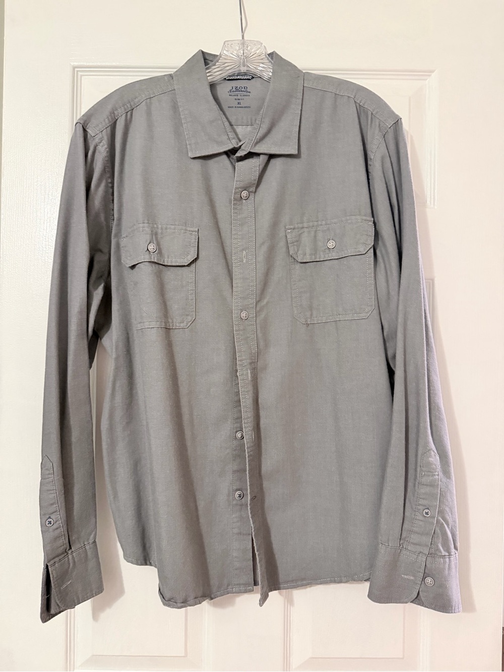 L.L. Bean Men's Long-Sleeve Gray Button-Front Shirt